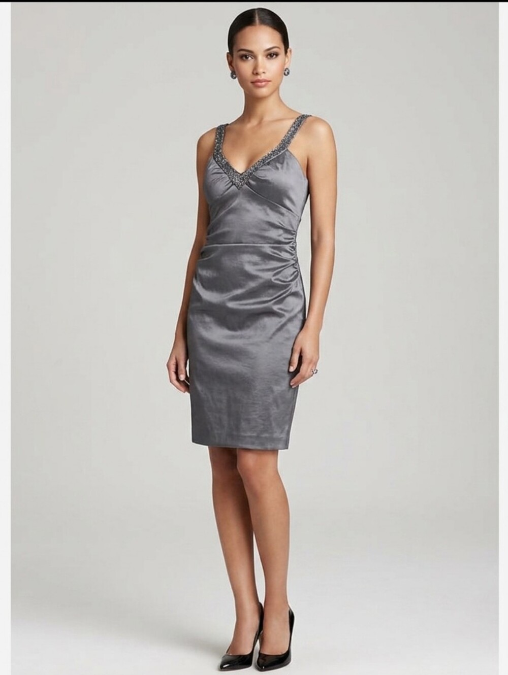 LAURA Grey Metallic Cocktail Dress